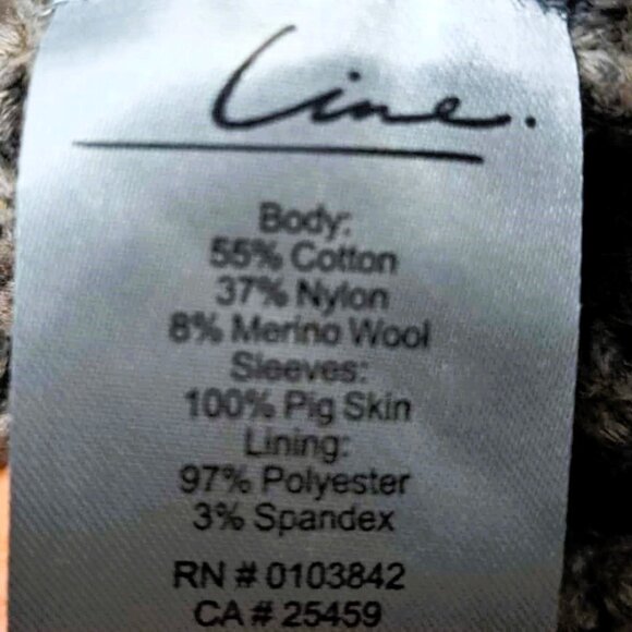 Line Women Luxury Sweaters Cardigans w/ Genuine Leather Sleeves - Picture 7 of 7